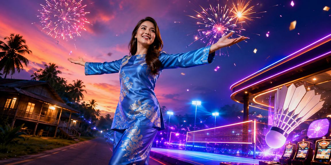 Wanita Malaysia menikmati permainan kasino mudah alih dengan pakaian tradisional baju kurung