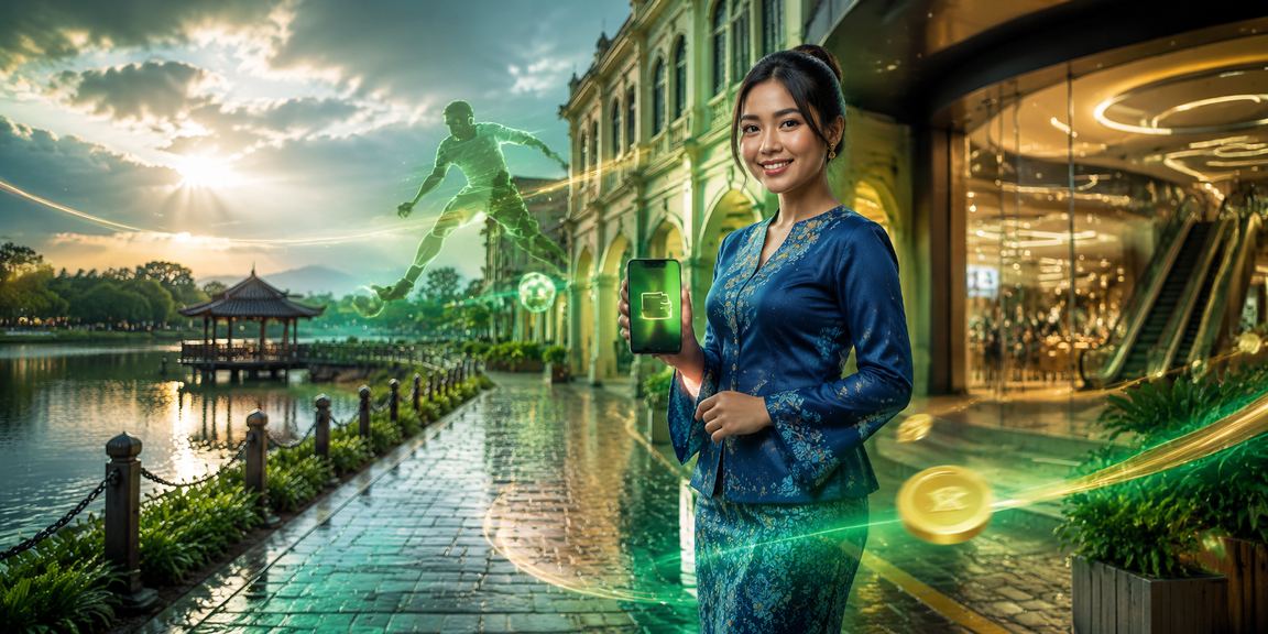 Wanita Malaysia berbaju kurung membuat deposit untuk pertaruhan langsung dalam talian