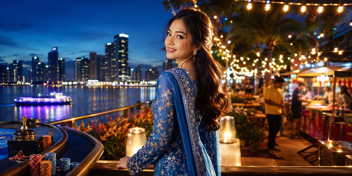 Wanita berbaju kurung Penang membuat deposit untuk Sukan Maya melalui telefon pintar